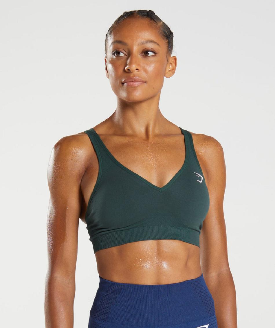 Αθλητικο Σουτιεν Gymshark Vital Seamless 2.0 V Neck γυναικεια πρασινο | GR_TC8252
