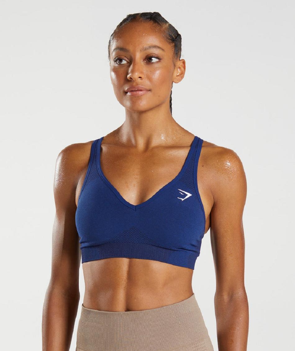 Αθλητικο Σουτιεν Gymshark Vital Seamless 2.0 V Neck γυναικεια μπλε | GR_K3970