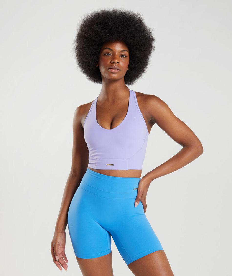 αμανικα μπλουζακια Gymshark Whitney Crop γυναικεια μωβ | GR_ED7051