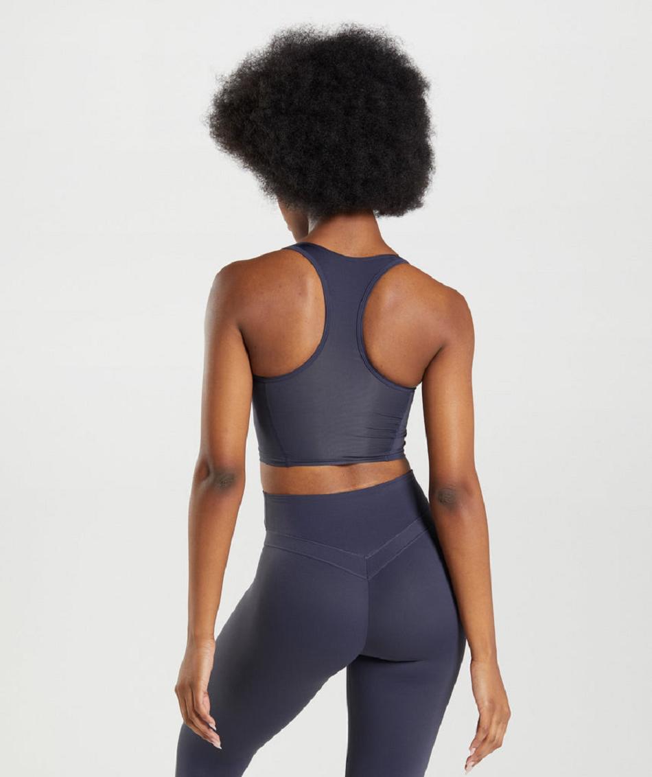 αμανικα μπλουζακια Gymshark Whitney Crop γυναικεια μπλε σκουρο σκουρο μπλε | GR_QX1410