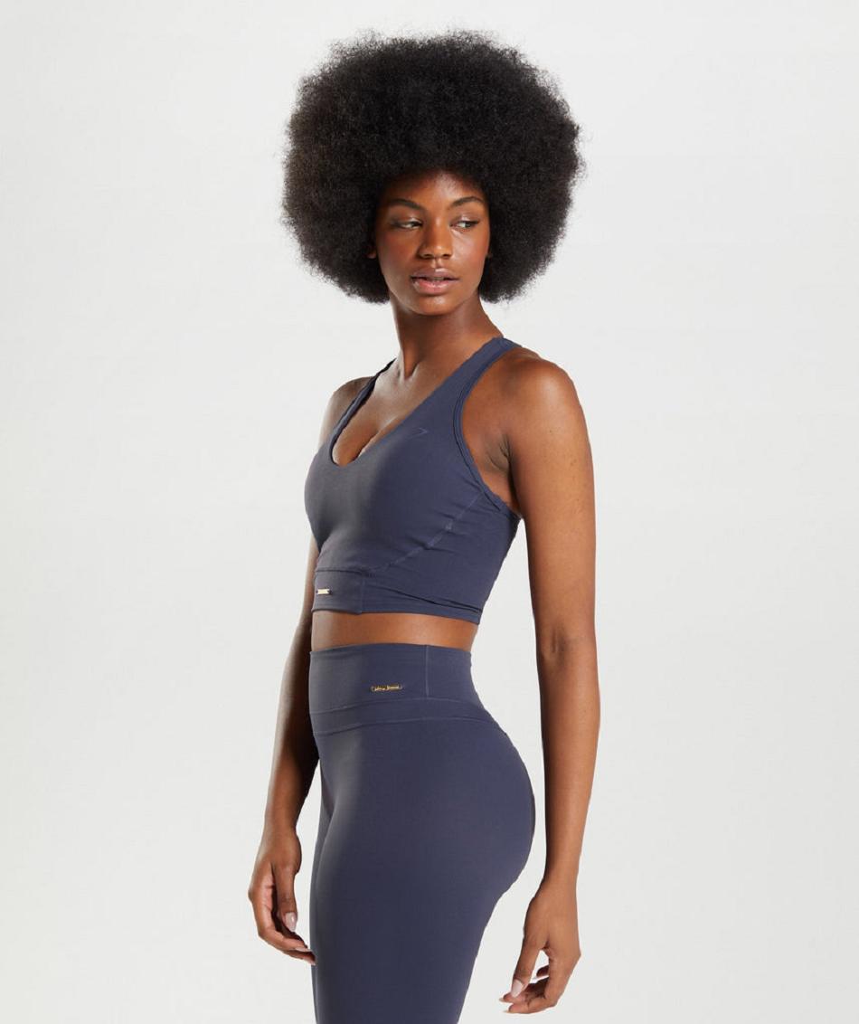 αμανικα μπλουζακια Gymshark Whitney Crop γυναικεια μπλε σκουρο σκουρο μπλε | GR_QX1410