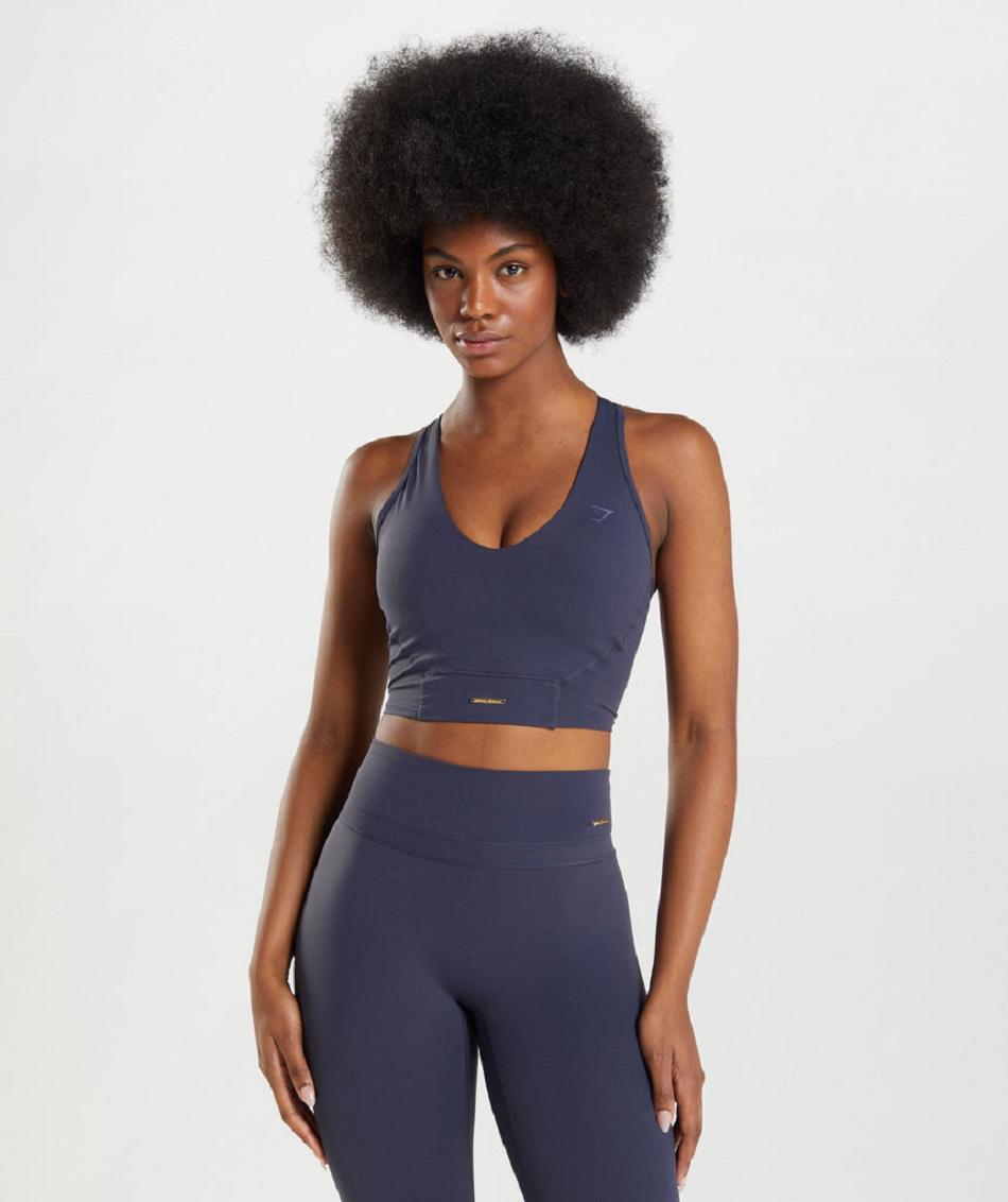 αμανικα μπλουζακια Gymshark Whitney Crop γυναικεια μπλε σκουρο σκουρο μπλε | GR_QX1410
