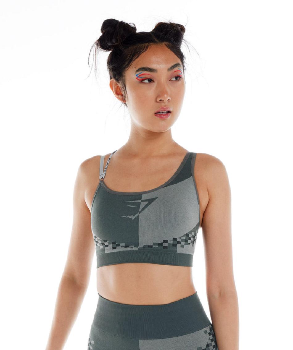 Αθλητικο Σουτιεν Gymshark Wtflex Cyborg Seamless γυναικεια γκρι μαυρα ανοιχτο γκρι | GR_O5683