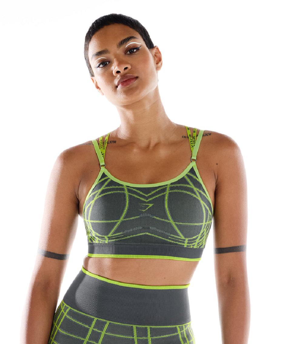 Αθλητικο Σουτιεν Gymshark Wtflex Linear Seamless γυναικεια γκρι πρασινο ανοιχτο γκρι | GR_VV9307