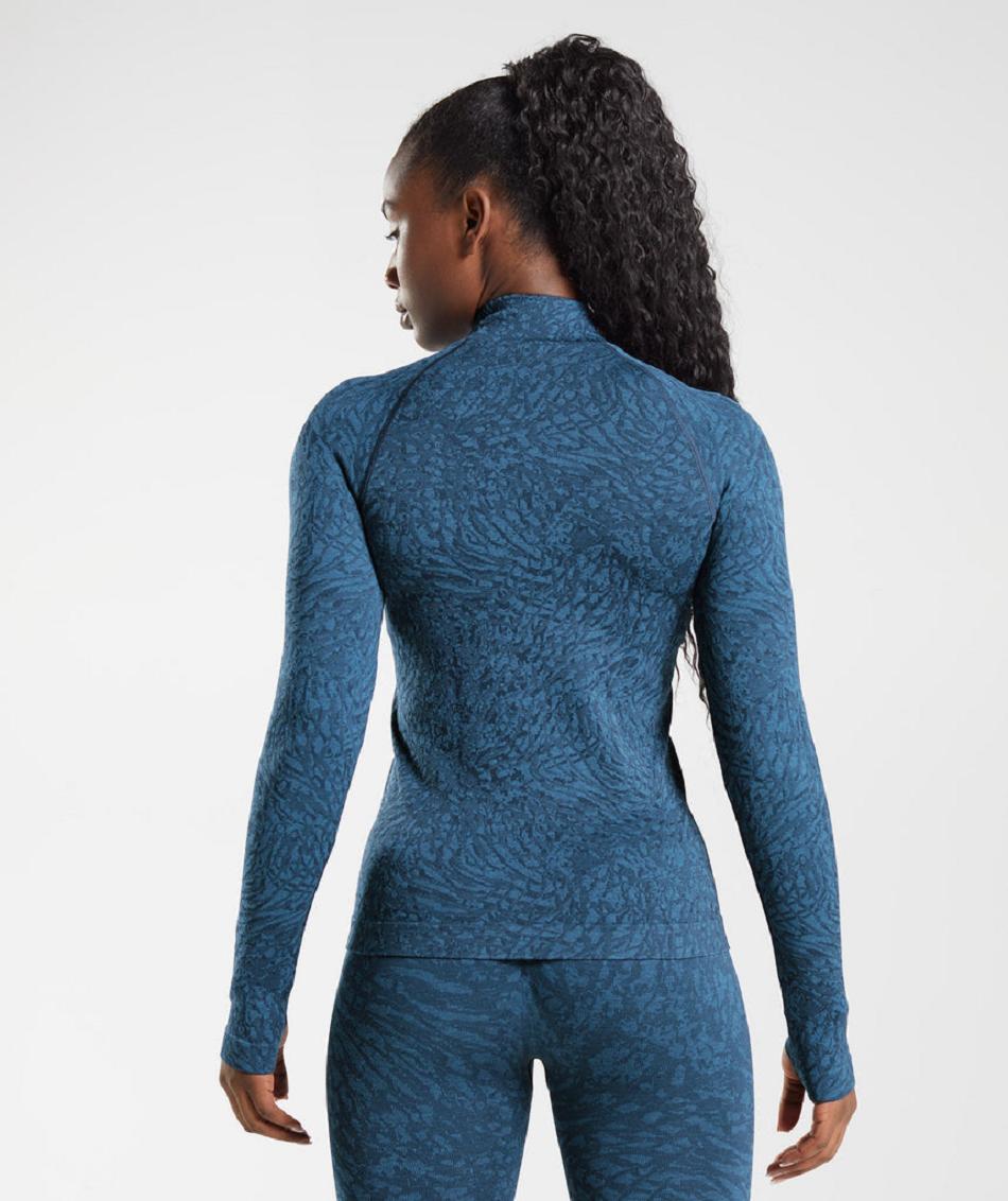 τρέξιμο με κουκούλα Gymshark Adapt Animal Zip Through γυναικεια σκουρο μπλε | GR_AS7442