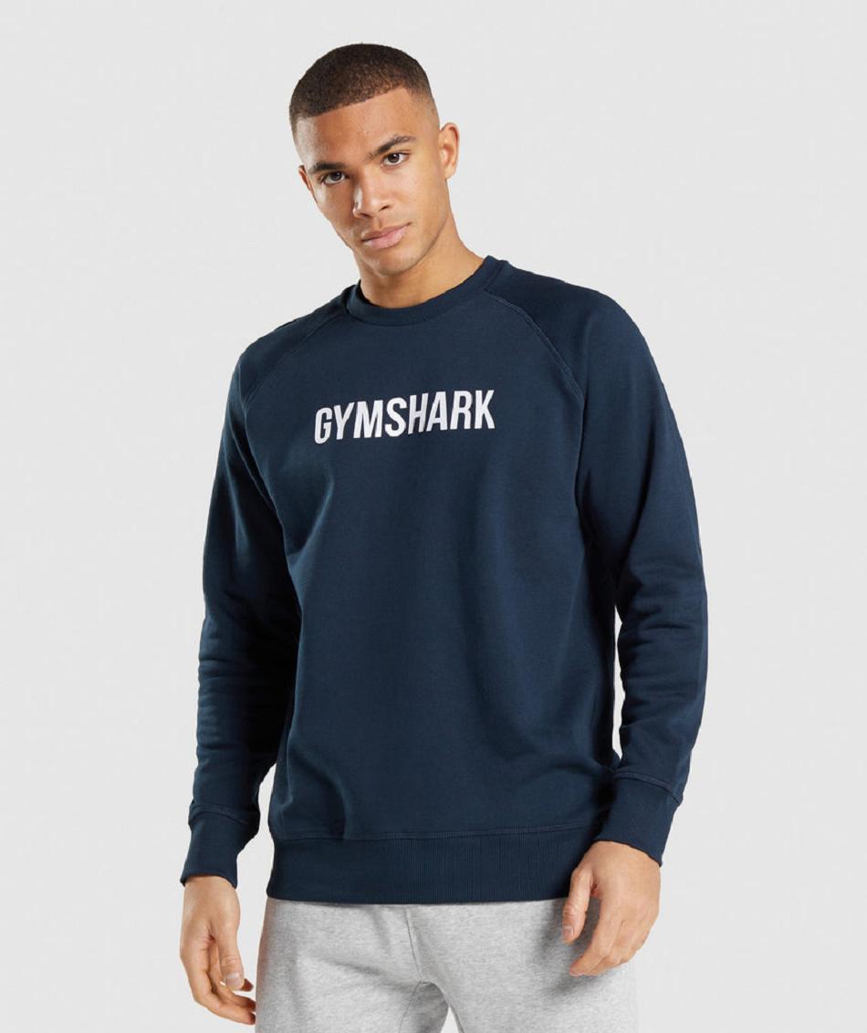 τρέξιμο με κουκούλα Gymshark Apollo Crew ανδρικα σκουρο μπλε | GR_XC3584