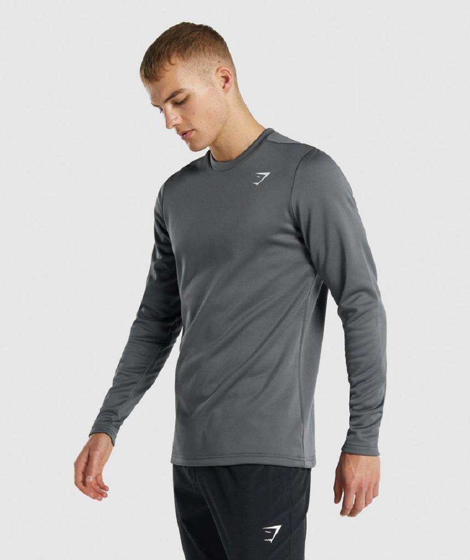 τρέξιμο με κουκούλα Gymshark Arrival Crew Sweatshirt ανδρικα γκρι | GR_QX9606