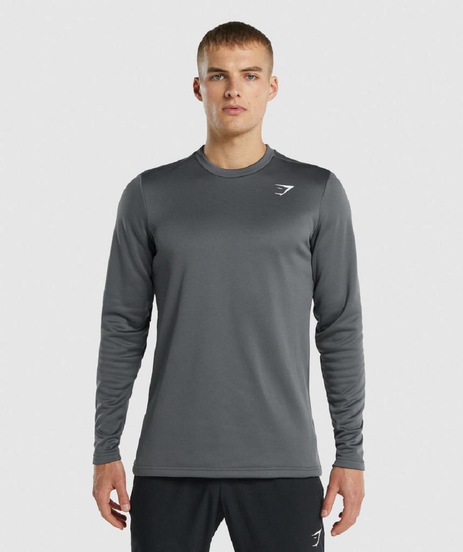τρέξιμο με κουκούλα Gymshark Arrival Crew Sweatshirt ανδρικα γκρι | GR_QX9606