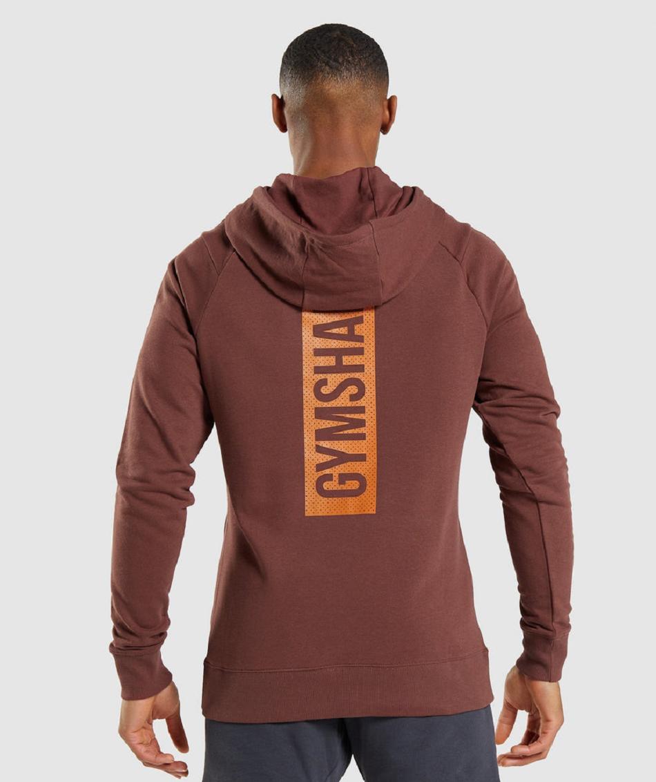 Φουτερ με Κουκουλα Gymshark Bold ανδρικα ροζ καφε | GR_AS5538