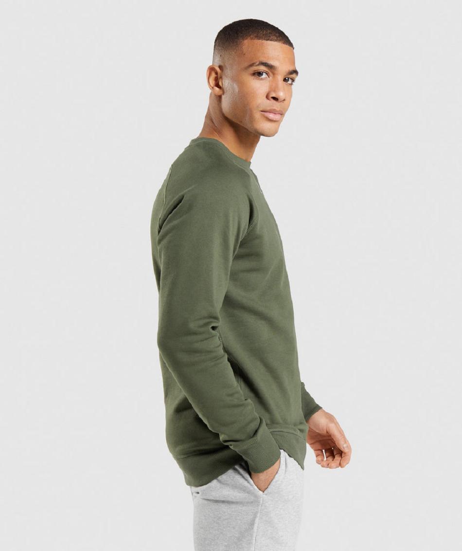 τρέξιμο με κουκούλα Gymshark Crest Sweatshirt ανδρικα Ελιά | GR_AS5794
