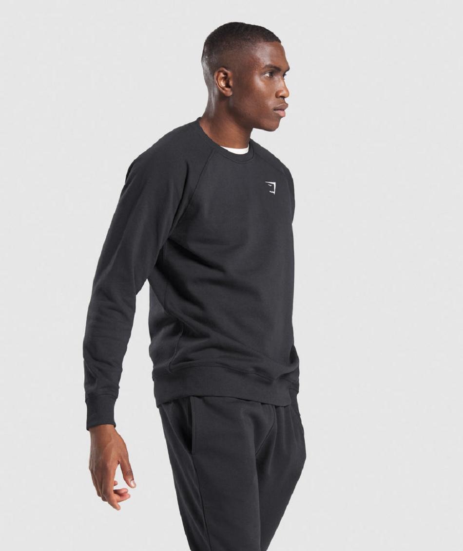 τρέξιμο με κουκούλα Gymshark Crest Sweatshirt ανδρικα μαυρα | GR_N9809