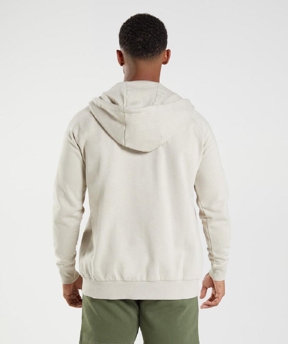 Φουτερ με Κουκουλα Gymshark Crest Zip Up ανδρικα γκρι | GR_CR4956