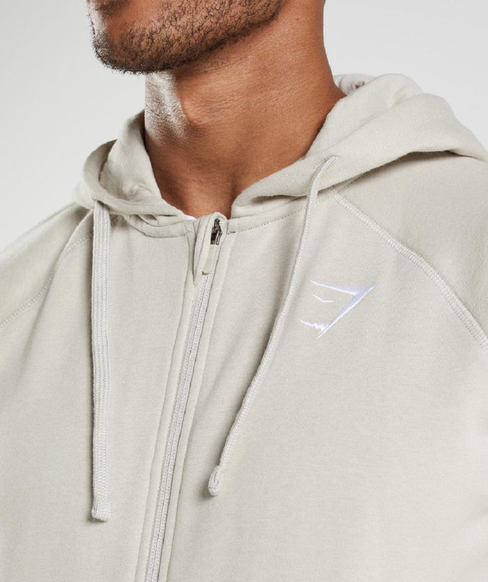 Φουτερ με Κουκουλα Gymshark Crest Zip Up ανδρικα γκρι | GR_CR4956