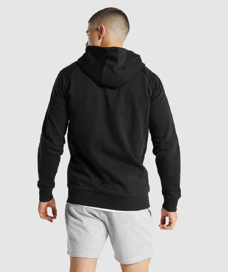 Φουτερ με Κουκουλα Gymshark Crest Zip Up ανδρικα μαυρα | GR_QZ8680