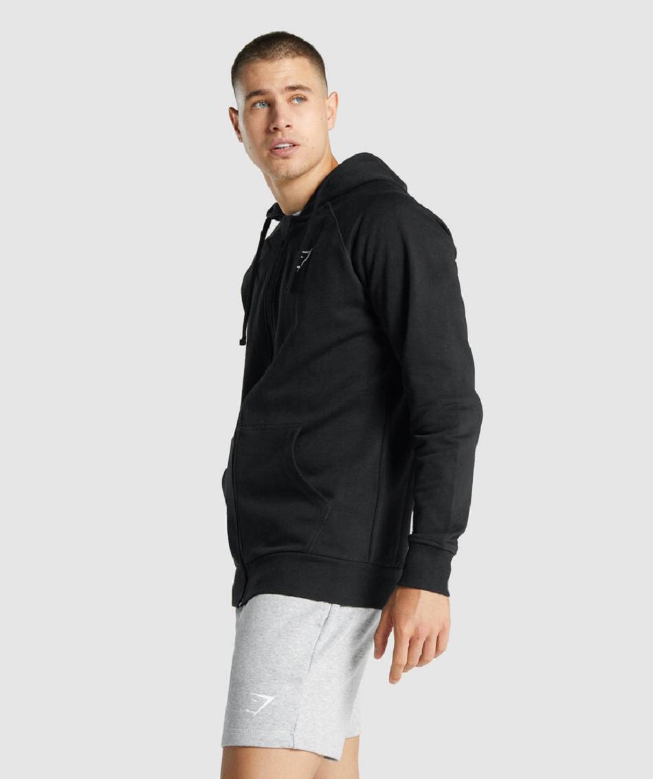 Φουτερ με Κουκουλα Gymshark Crest Zip Up ανδρικα μαυρα | GR_QZ8680