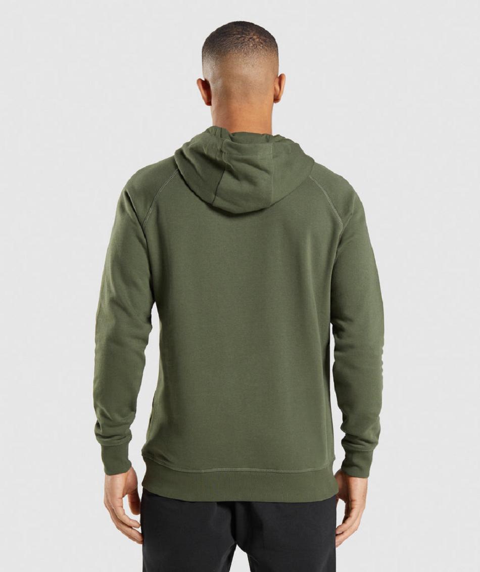 Φουτερ με Κουκουλα Gymshark Crest ανδρικα Ελιά | GR_IM3128