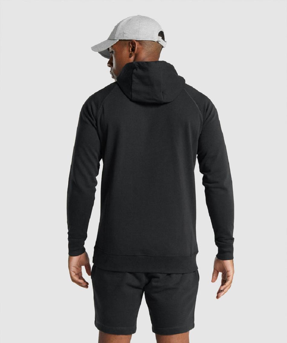 Φουτερ με Κουκουλα Gymshark Crest ανδρικα μαυρα | GR_K7021