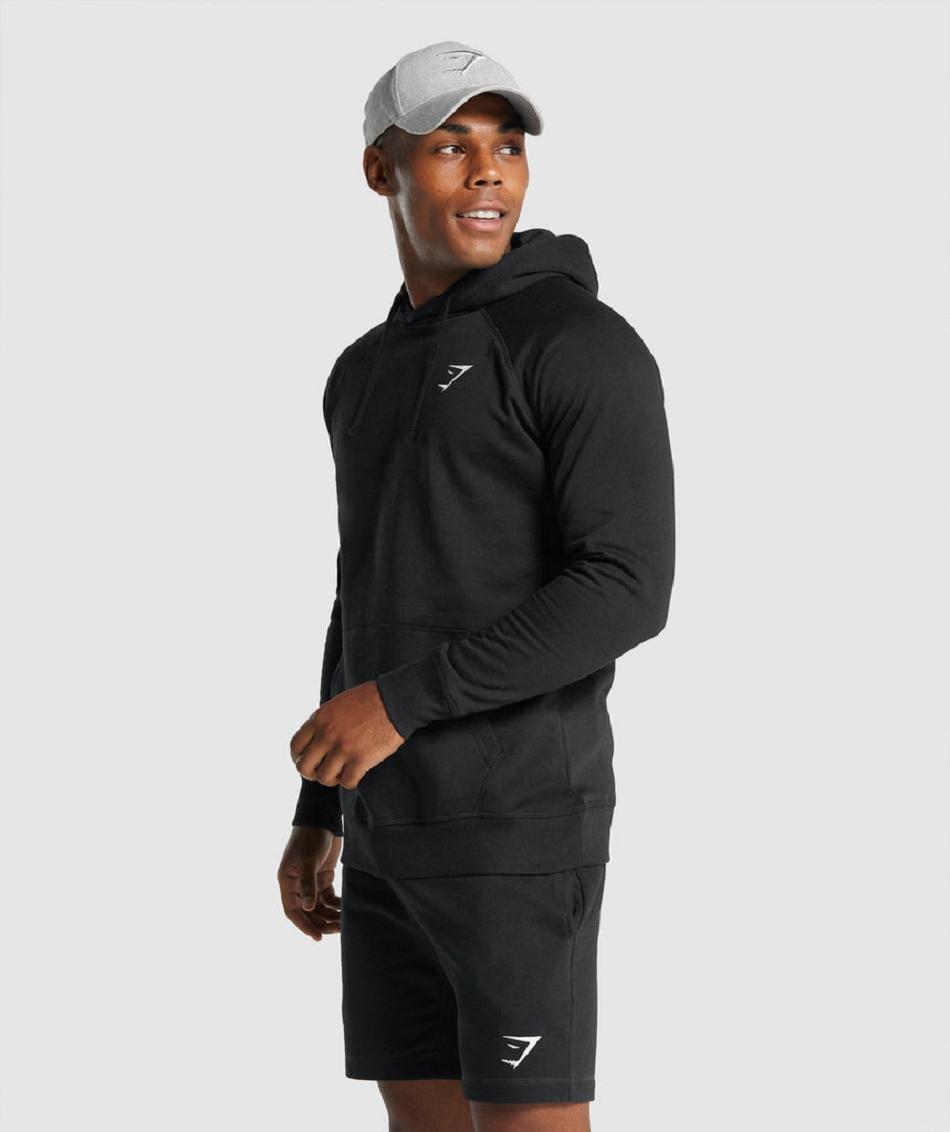 Φουτερ με Κουκουλα Gymshark Crest ανδρικα μαυρα | GR_K7021