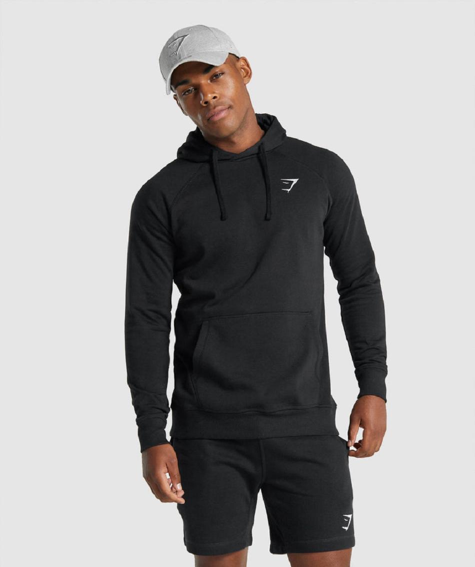 Φουτερ με Κουκουλα Gymshark Crest ανδρικα μαυρα | GR_K7021