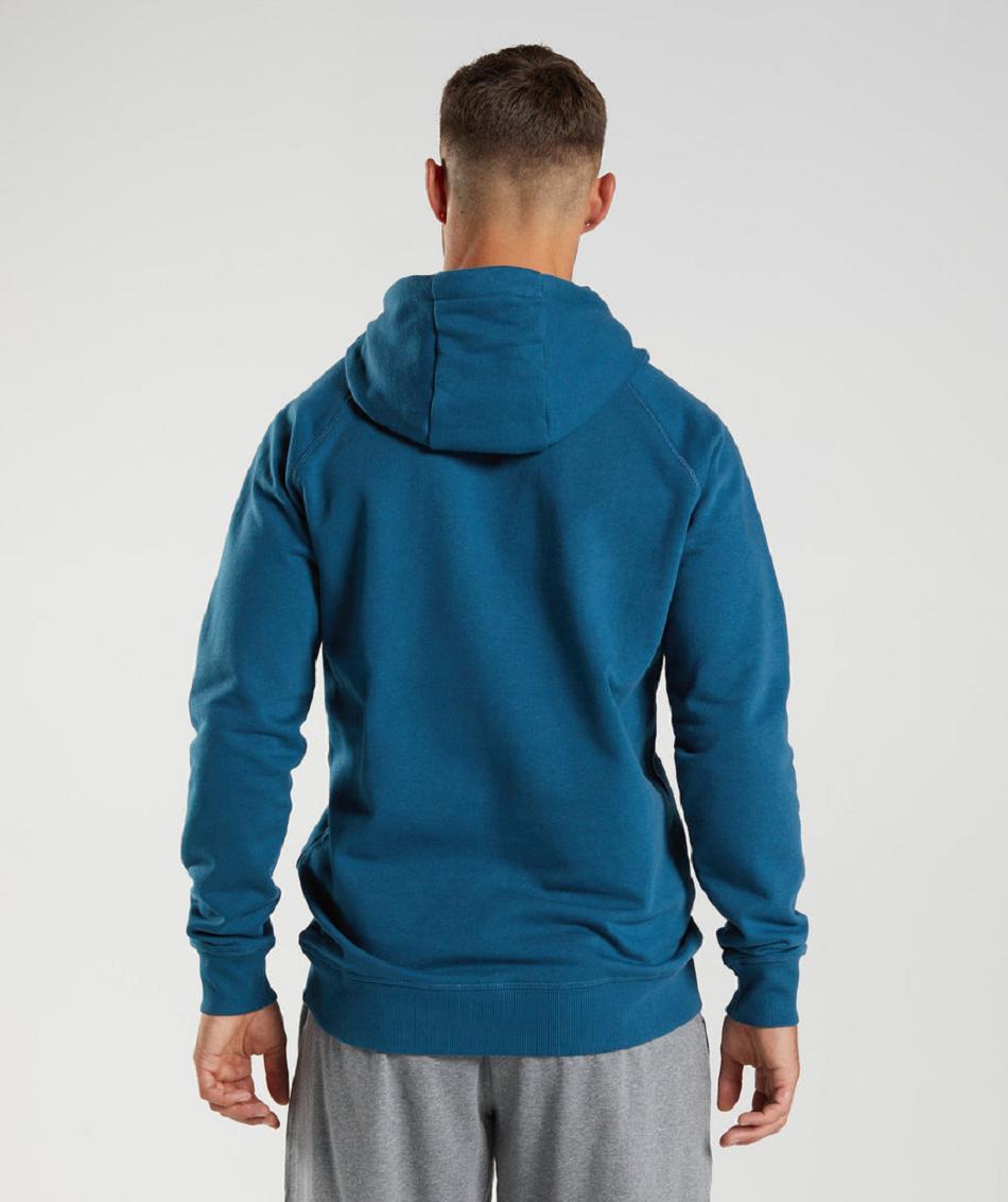 Φουτερ με Κουκουλα Gymshark Crest ανδρικα μπλε | GR_SU6836