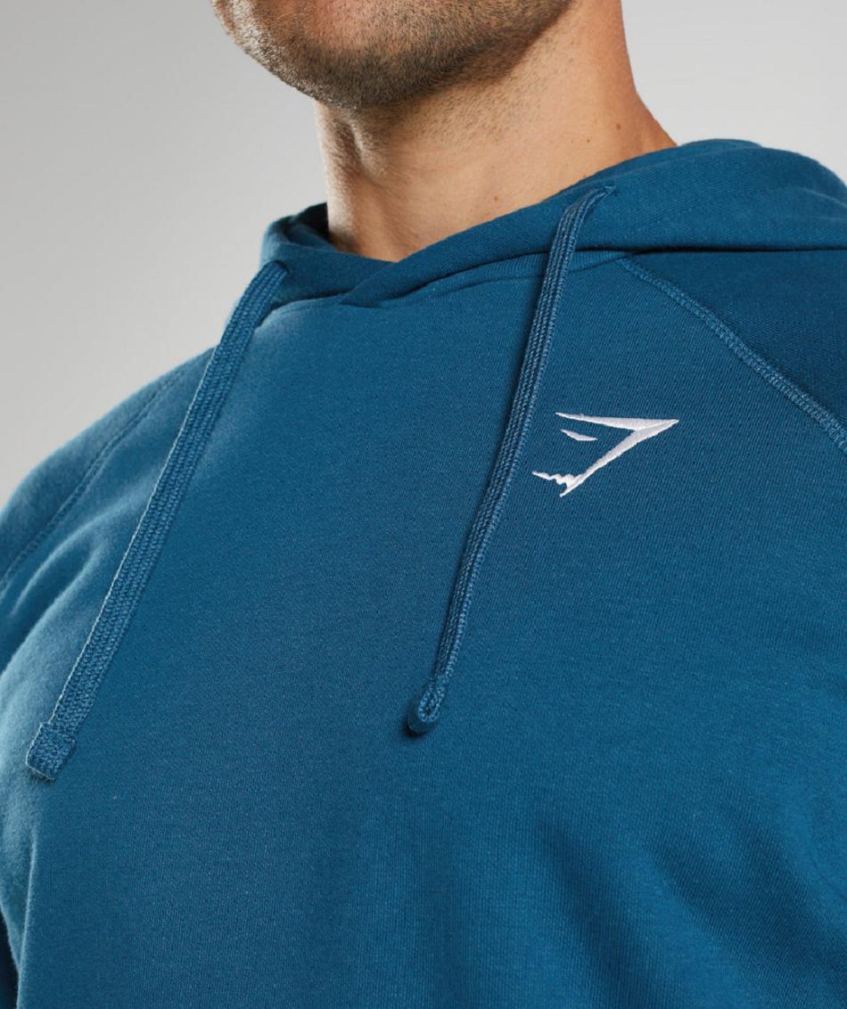 Φουτερ με Κουκουλα Gymshark Crest ανδρικα μπλε | GR_SU6836