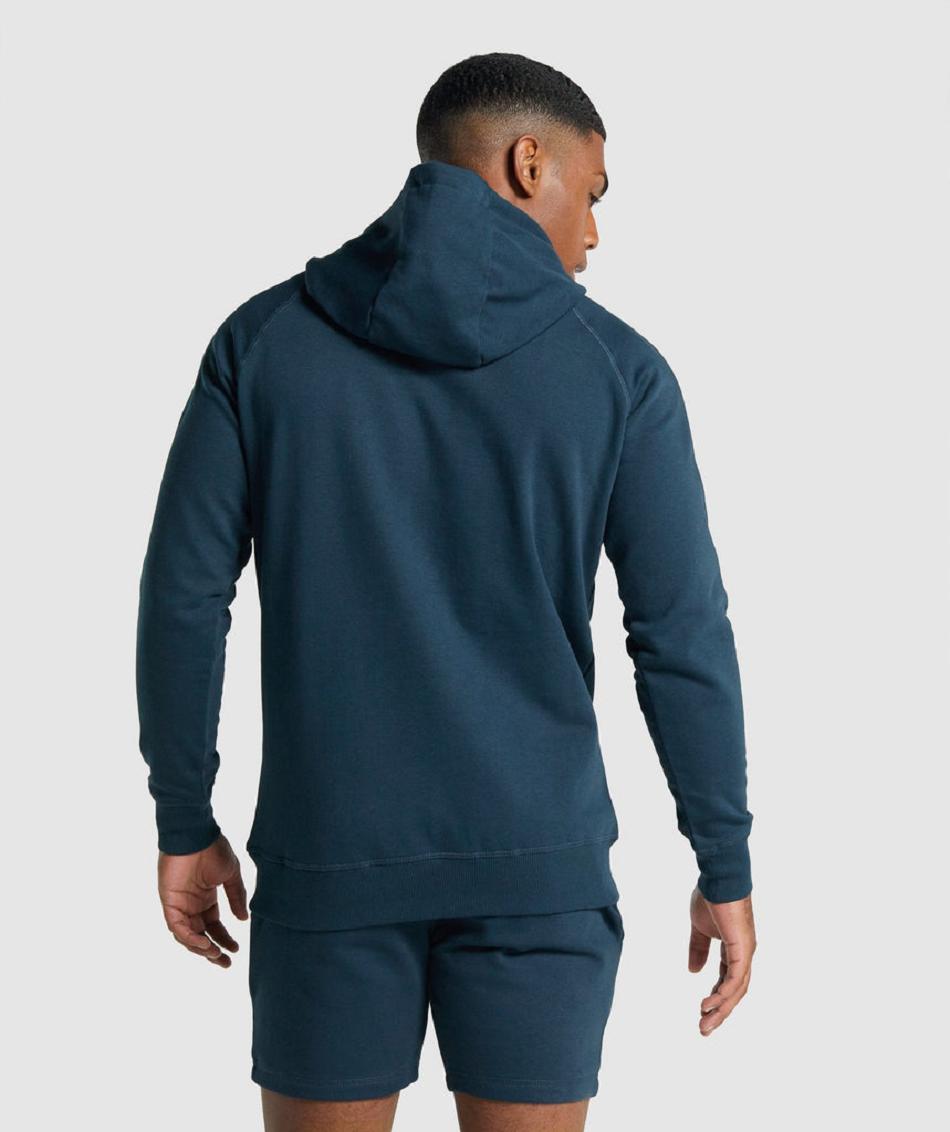 Φουτερ με Κουκουλα Gymshark Crest ανδρικα σκουρο μπλε | GR_BO5208