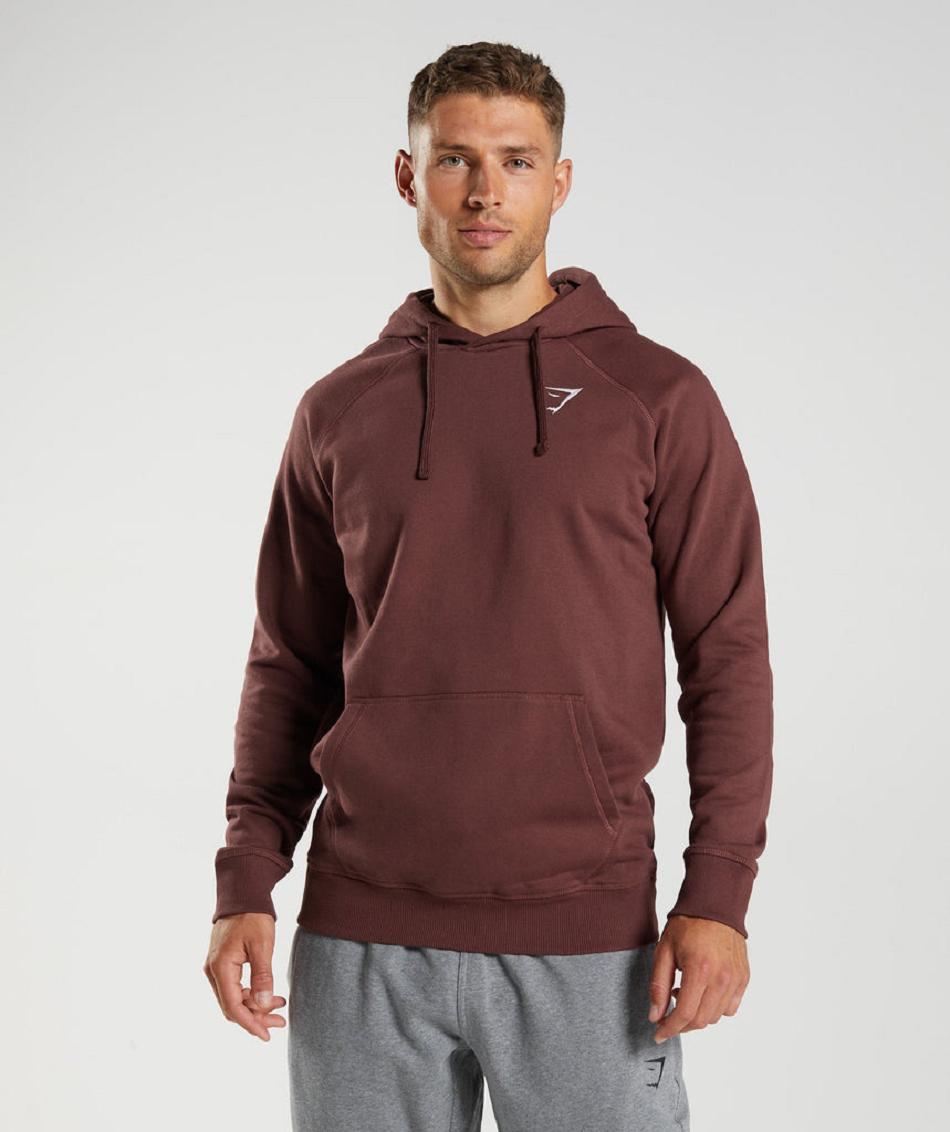 Φουτερ με Κουκουλα Gymshark Crest ανδρικα ροζ καφε | GR_O2556