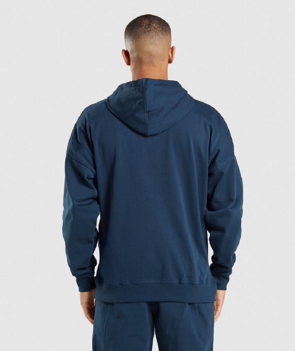 Φουτερ με Κουκουλα Gymshark Essential Zip Up ανδρικα σκουρο μπλε | GR_Q3329