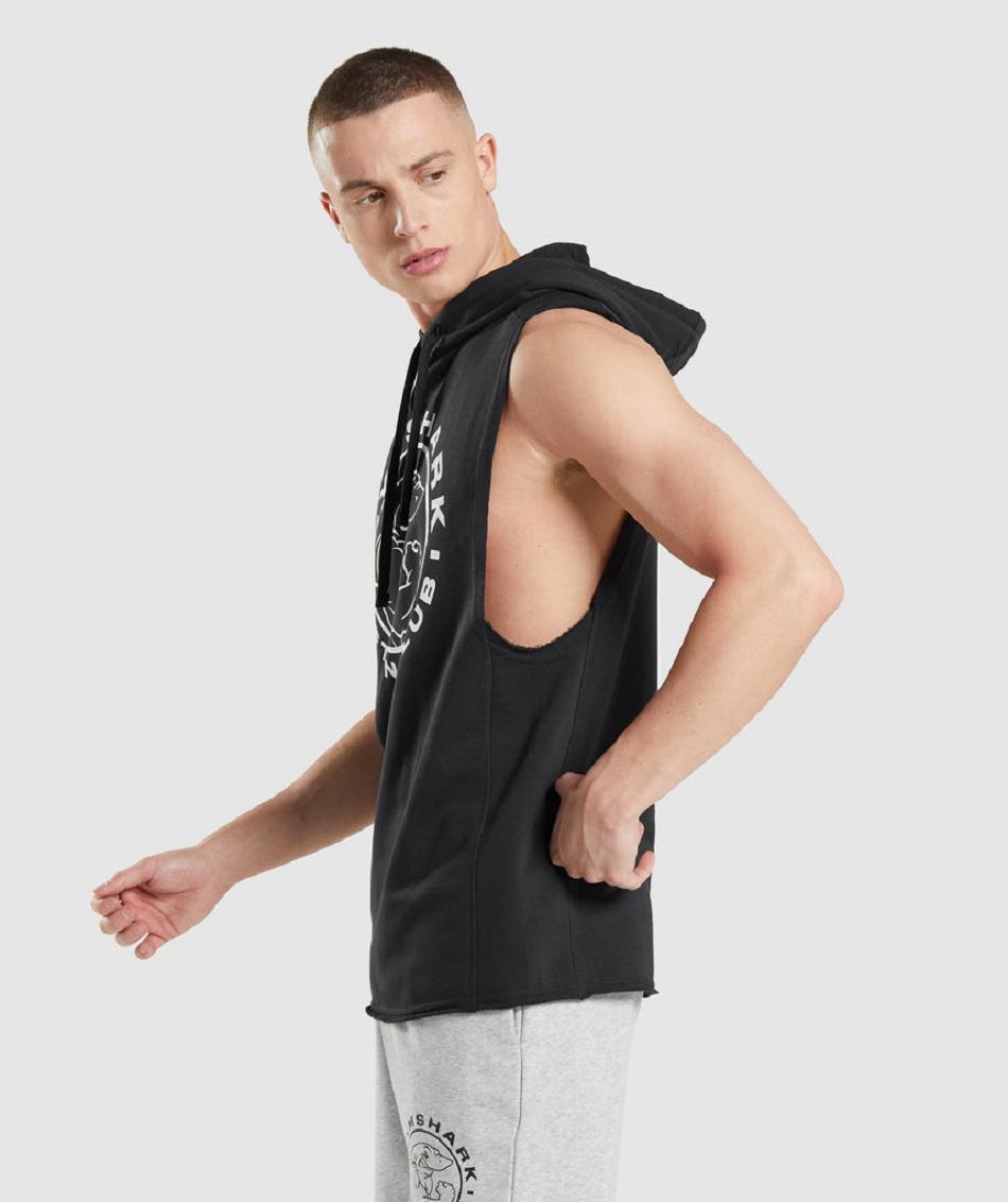 Φουτερ με Κουκουλα Gymshark Legacy Drop Arm ανδρικα μαυρα | GR_IM9317