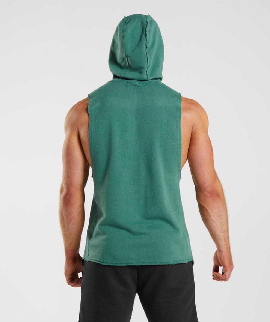 Φουτερ με Κουκουλα Gymshark Legacy Drop Arm ανδρικα πρασινο | GR_Q4224