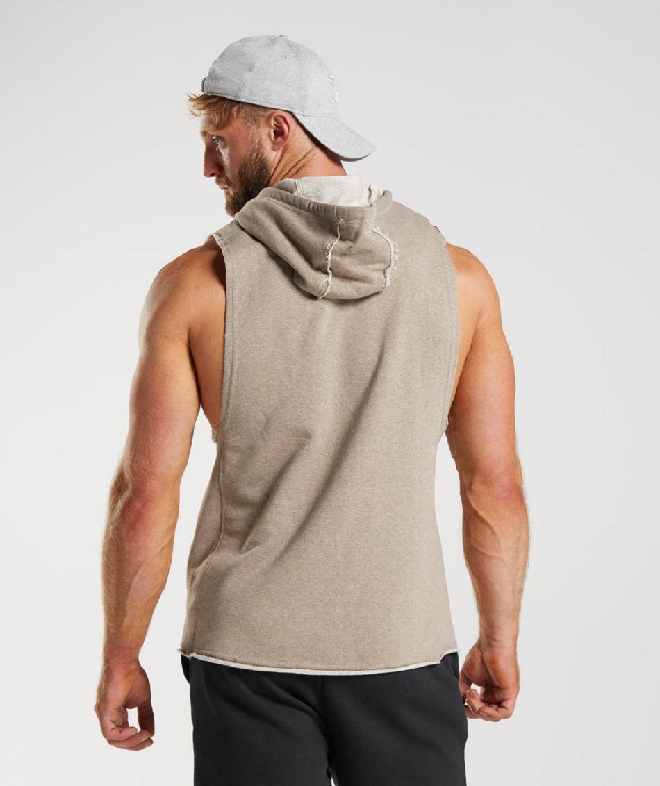 Φουτερ με Κουκουλα Gymshark Legacy Drop Arm ανδρικα γκρι | GR_SU1918