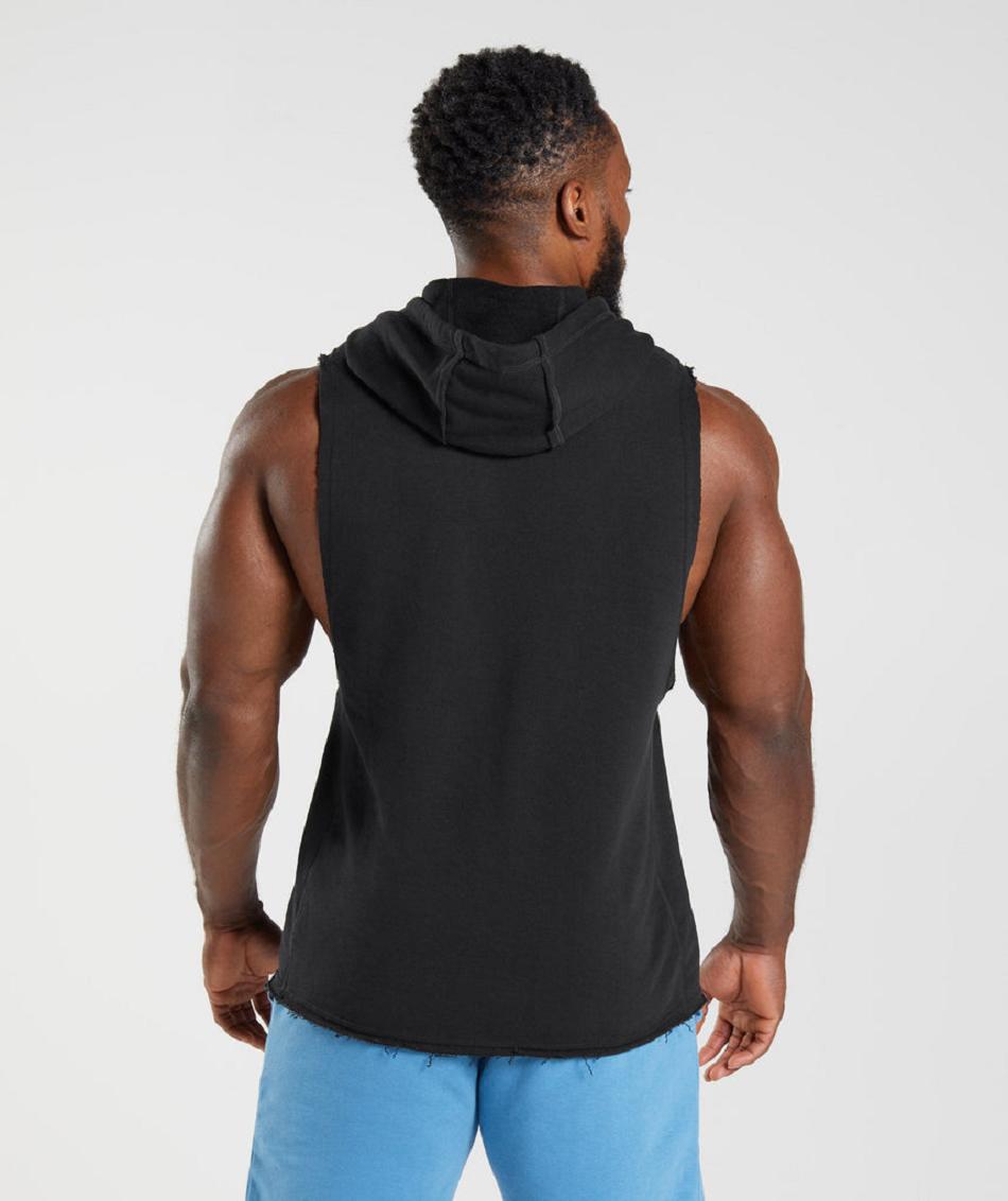Φουτερ με Κουκουλα Gymshark Legacy Drop Arm ανδρικα μαυρα | GR_VV8246