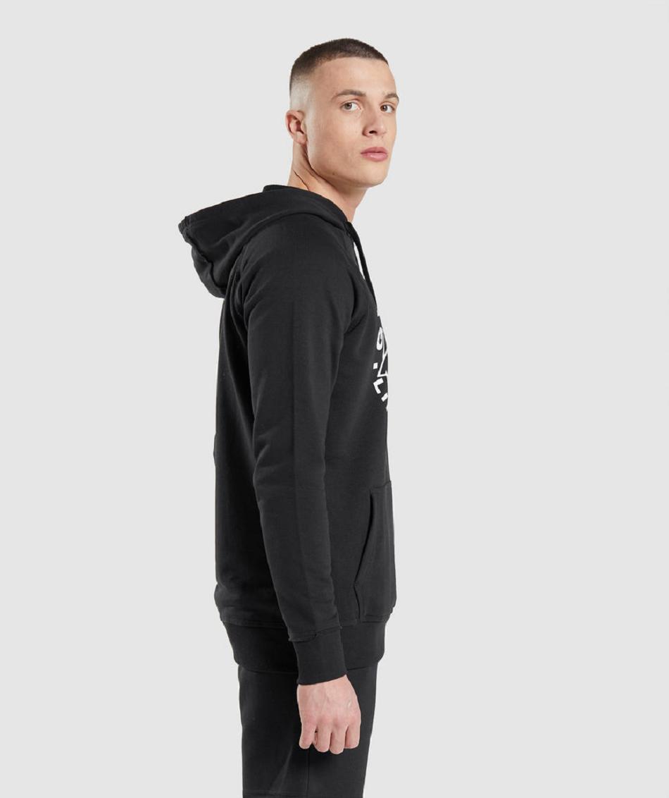 Φουτερ με Κουκουλα Gymshark Legacy ανδρικα μαυρα | GR_QX4199