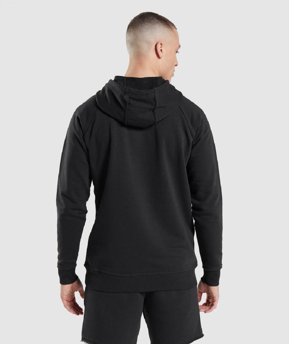 Φουτερ με Κουκουλα Gymshark Legacy ανδρικα μαυρα | GR_QX4199