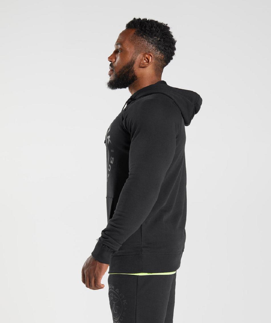 Φουτερ με Κουκουλα Gymshark Legacy ανδρικα μαυρα | GR_QZ5447