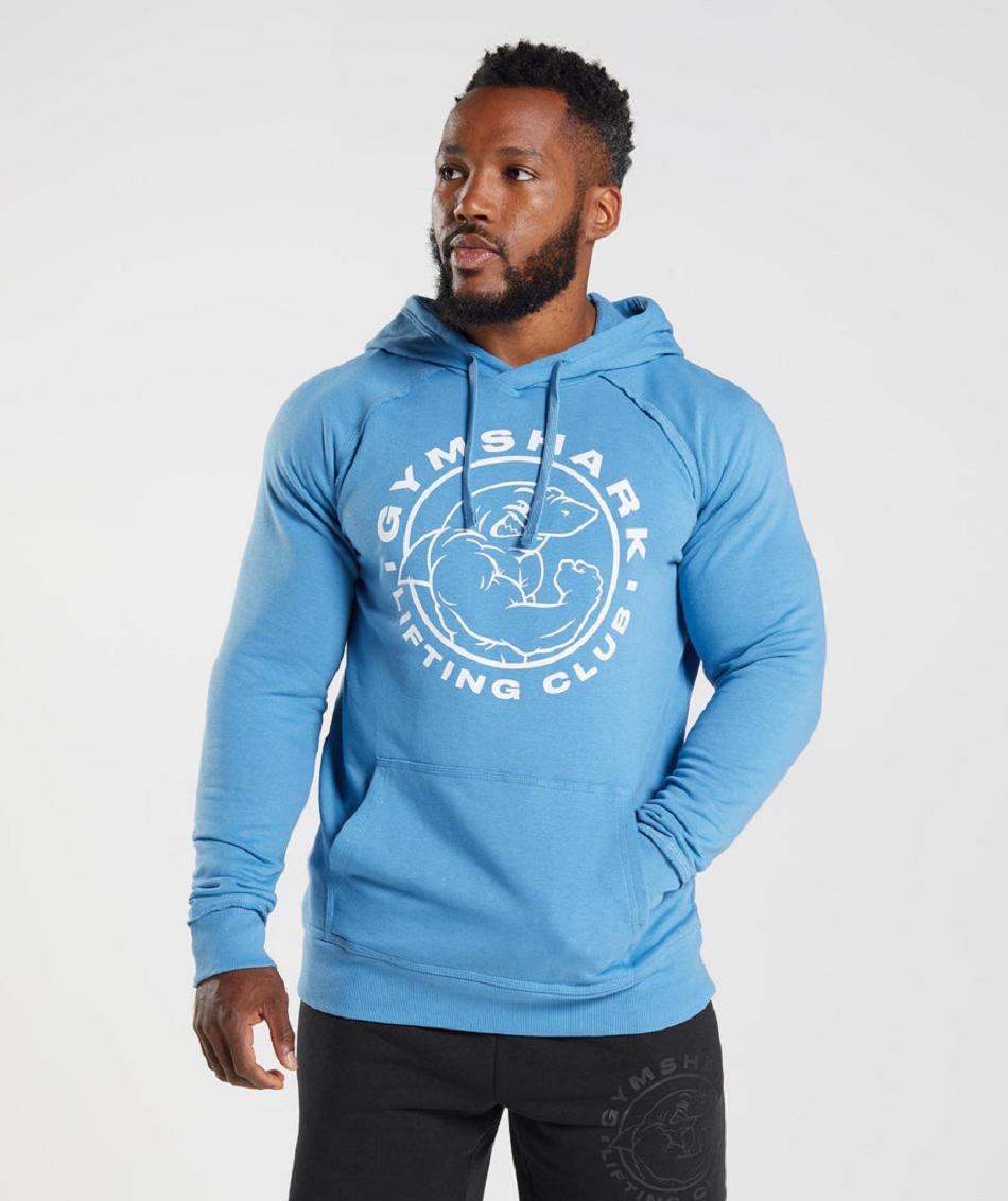 Φουτερ με Κουκουλα Gymshark Legacy ανδρικα μπλε | GR_YJ1990