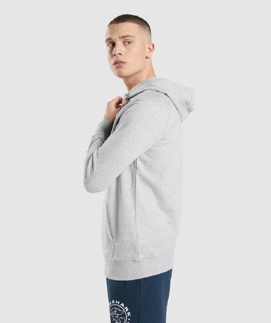 Φουτερ με Κουκουλα Gymshark Legacy ανδρικα ανοιχτο γκρι | GR_NN4900