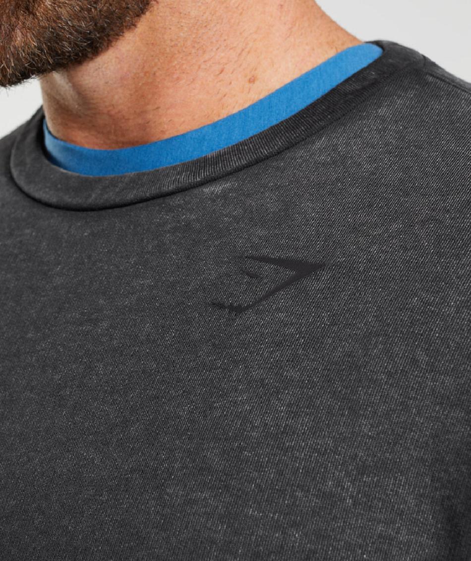 τρέξιμο με κουκούλα Gymshark Power Washed Crew ανδρικα μαυρα | GR_EE1183