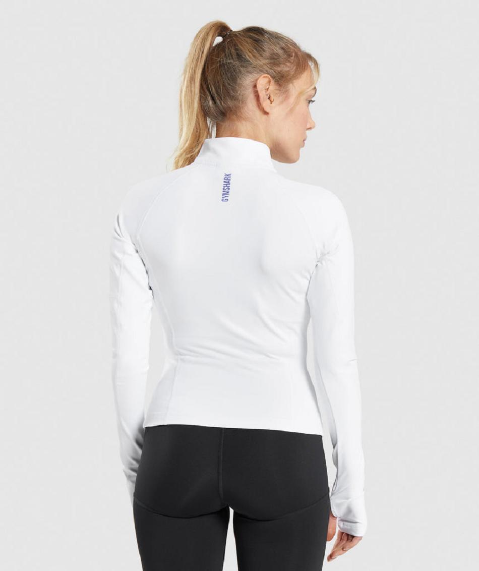 τρέξιμο με κουκούλα Gymshark Pulse 1/4 Zip γυναικεια ασπρα | GR_N9507