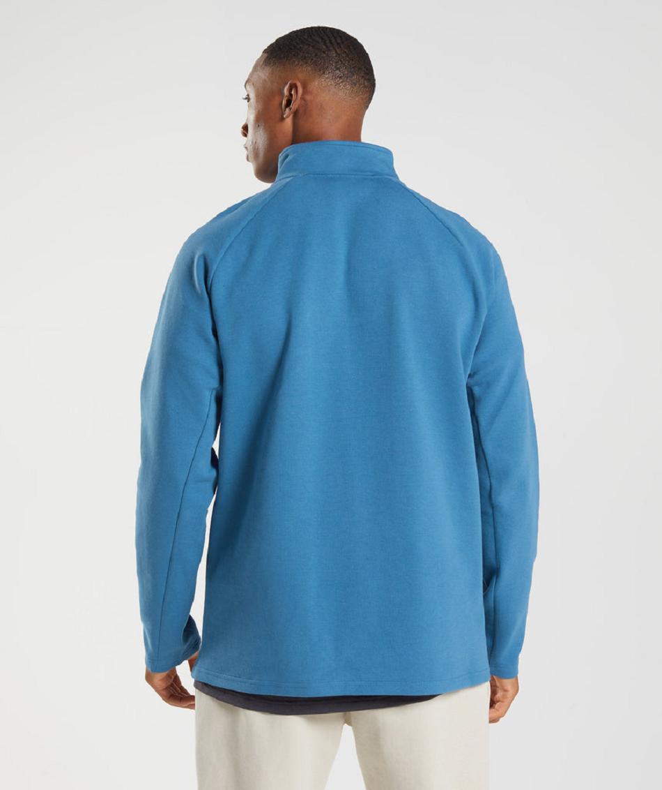 τρέξιμο με κουκούλα Gymshark Rest Day 1/4 Zip ανδρικα μπλε | GR_SG9703