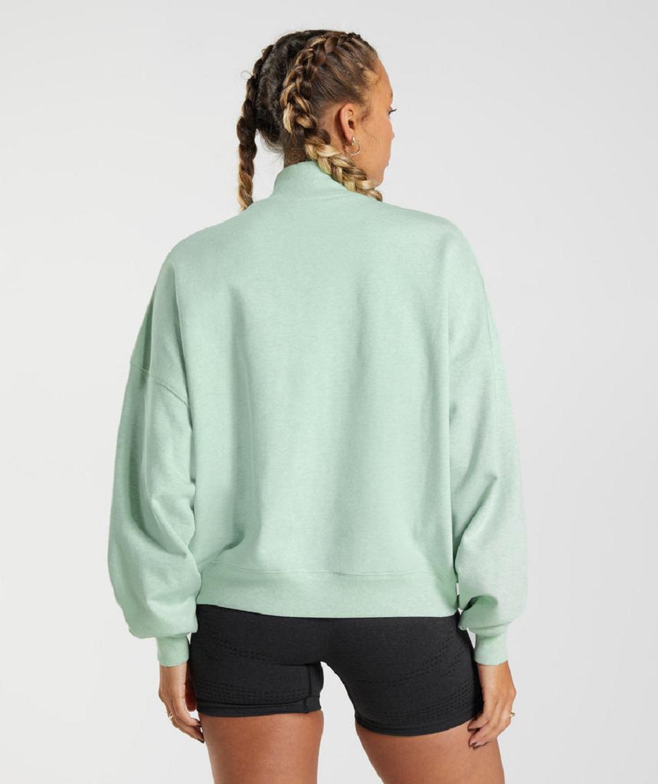 τρέξιμο με κουκούλα Gymshark Rest Day Sweats 1/2 Zip Pullover γυναικεια πρασινο | GR_SG1983