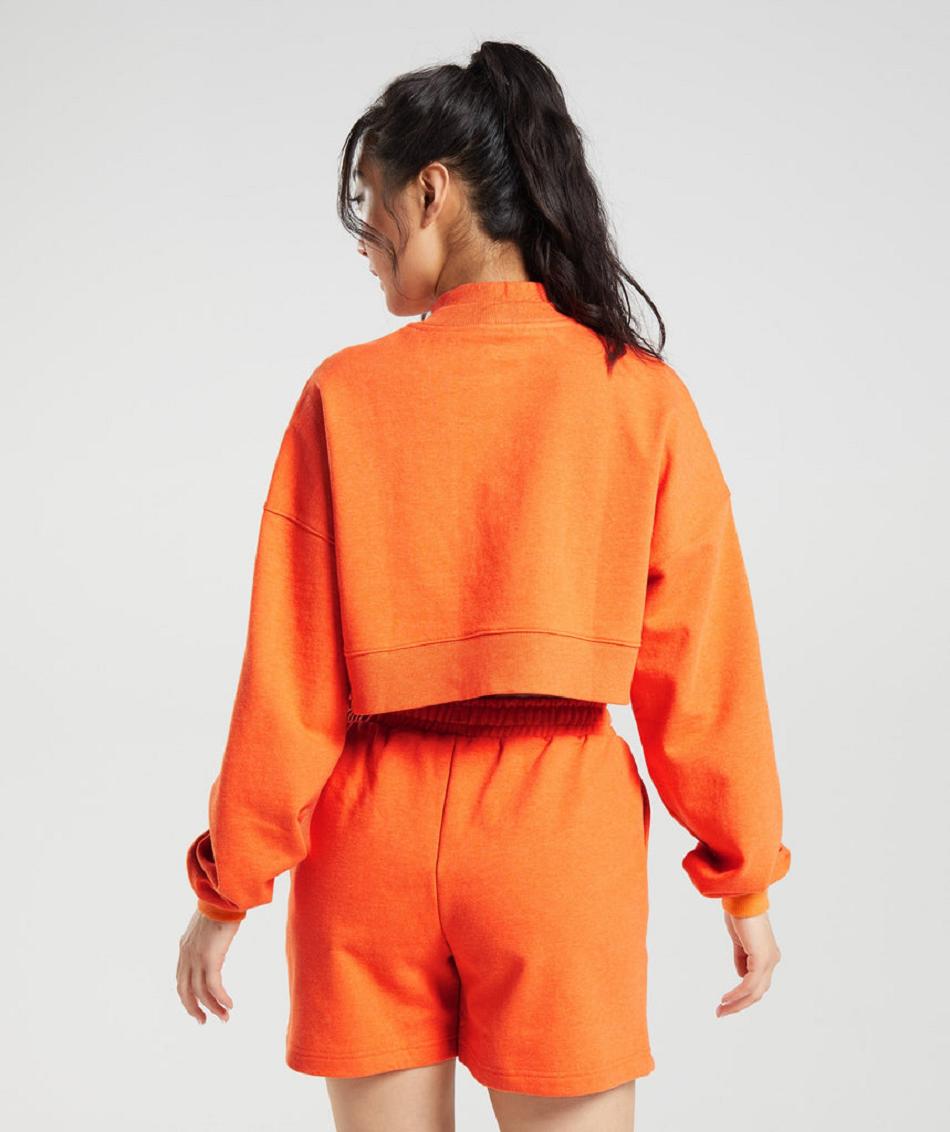 τρέξιμο με κουκούλα Gymshark Rest Day Sweats Cropped Pullover γυναικεια πορτοκαλι | GR_BH8594