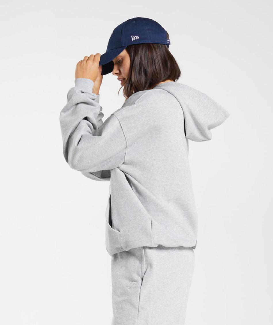 Φουτερ με Κουκουλα Gymshark Rest Day Sweats γυναικεια ανοιχτο γκρι | GR_AS8567