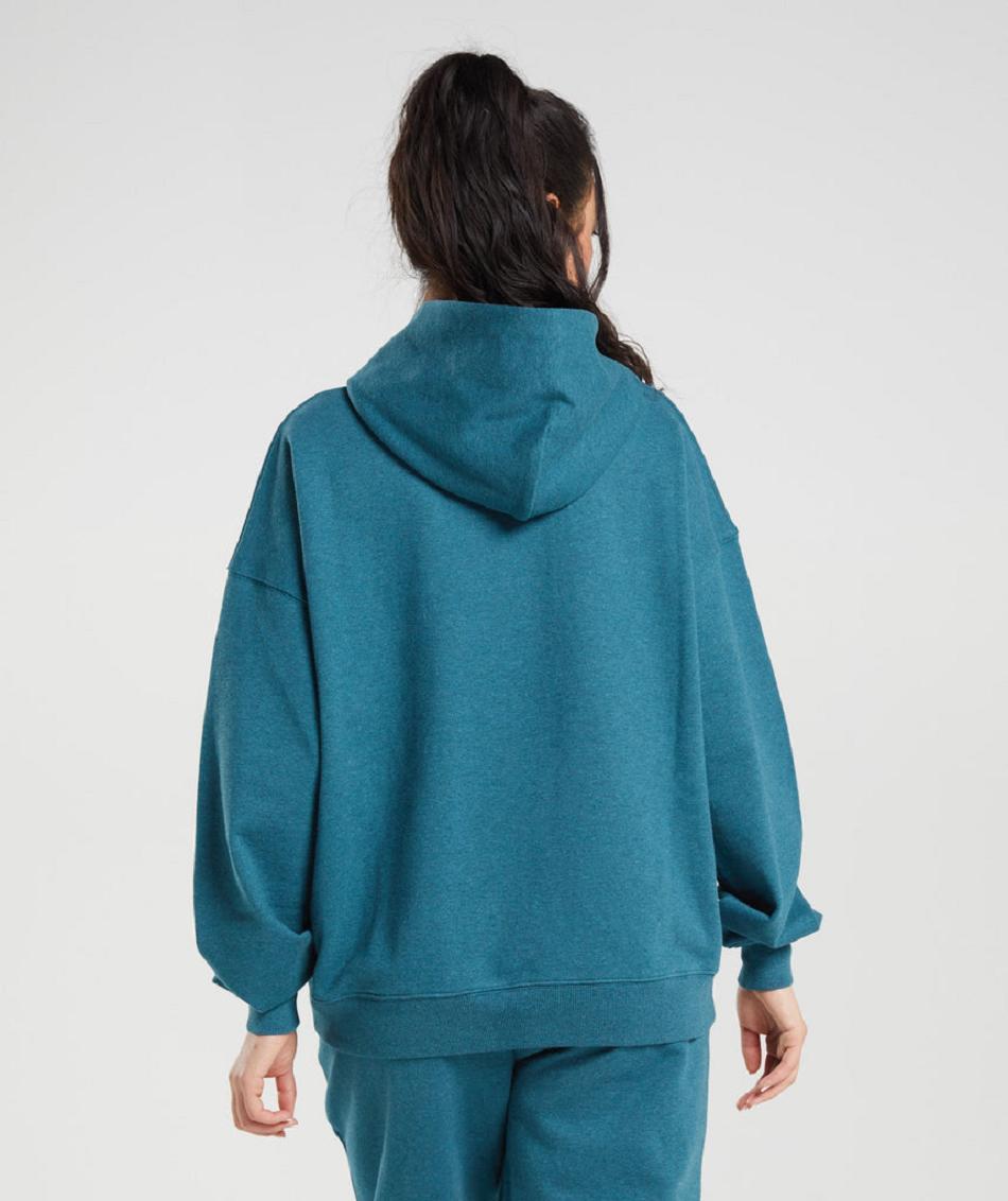 Φουτερ με Κουκουλα Gymshark Rest Day Sweats γυναικεια γκρι μπλε | GR_KO3283