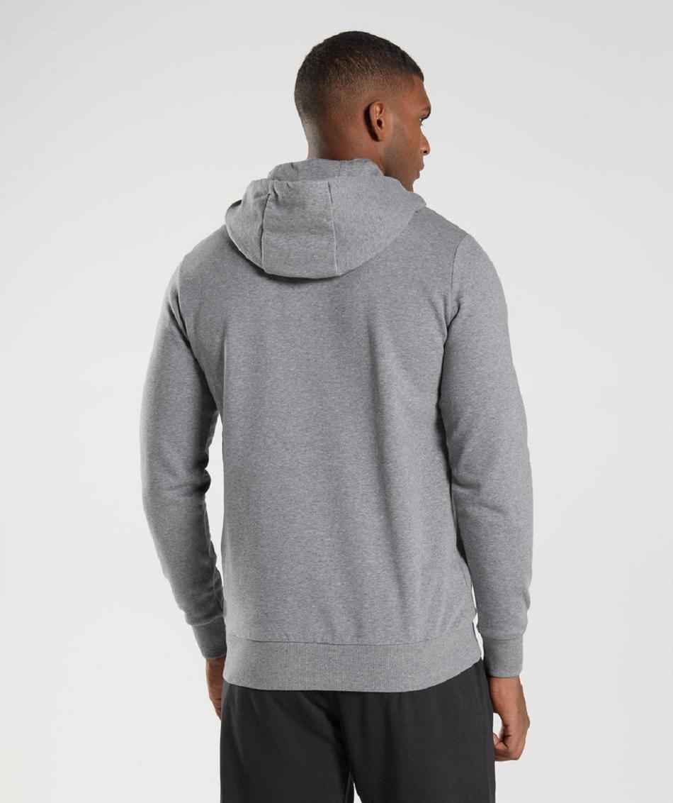 Φουτερ με Κουκουλα Gymshark Sharkhead Infill ανδρικα γκρι | GR_KO7821
