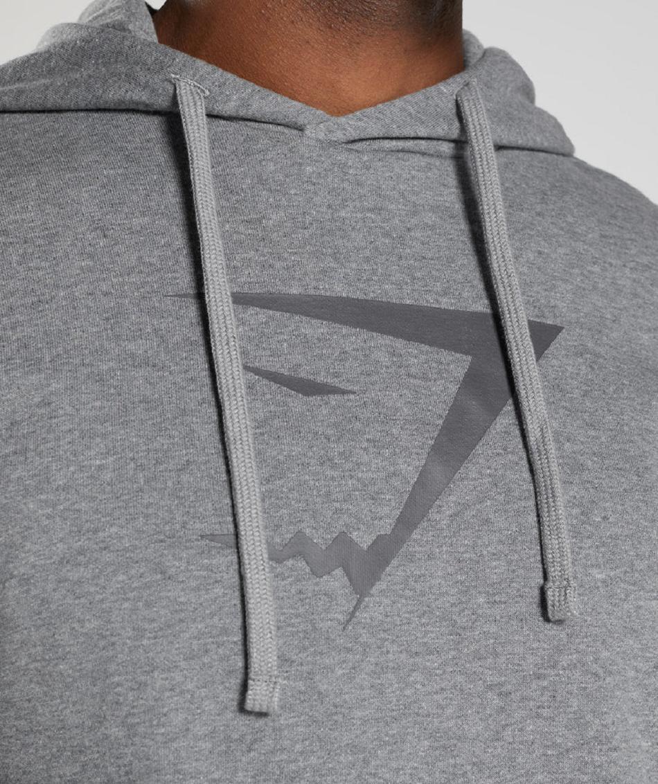 Φουτερ με Κουκουλα Gymshark Sharkhead Infill ανδρικα γκρι | GR_KO7821