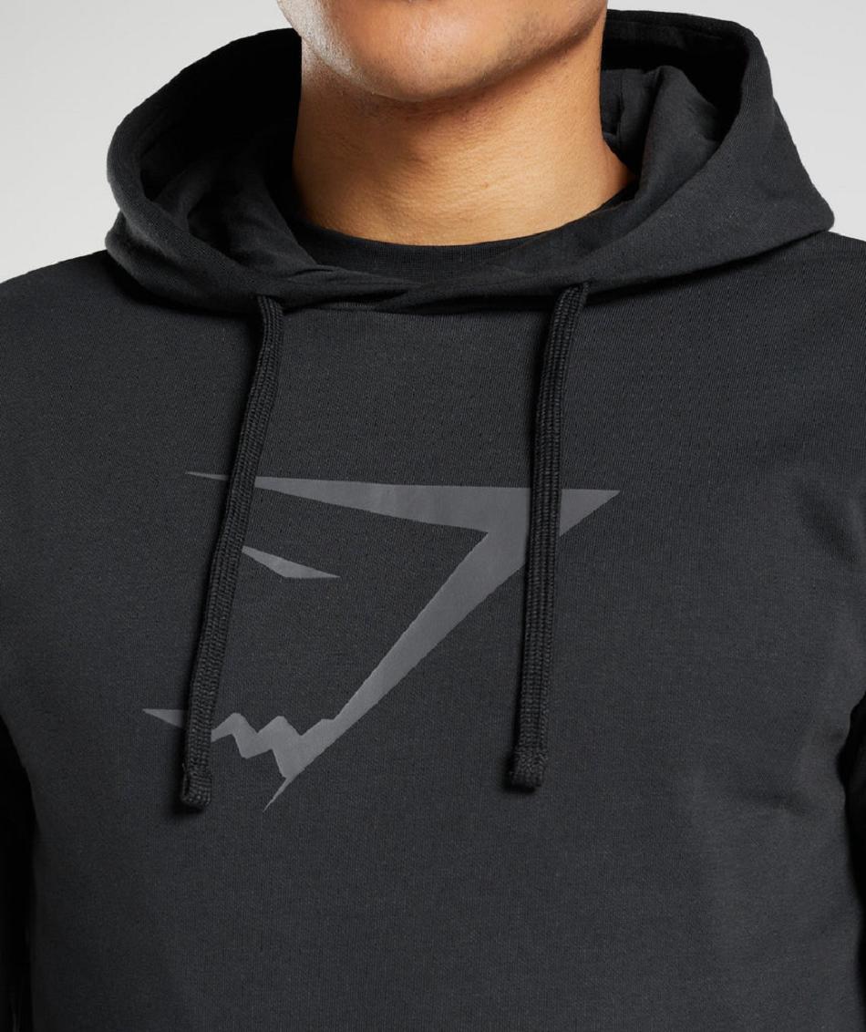 Φουτερ με Κουκουλα Gymshark Sharkhead Infill ανδρικα μαυρα | GR_ZI5942