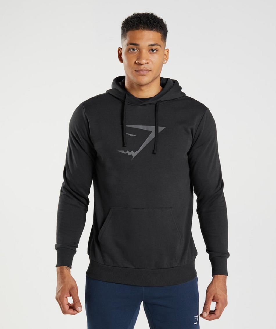 Φουτερ με Κουκουλα Gymshark Sharkhead Infill ανδρικα μαυρα | GR_ZI5942
