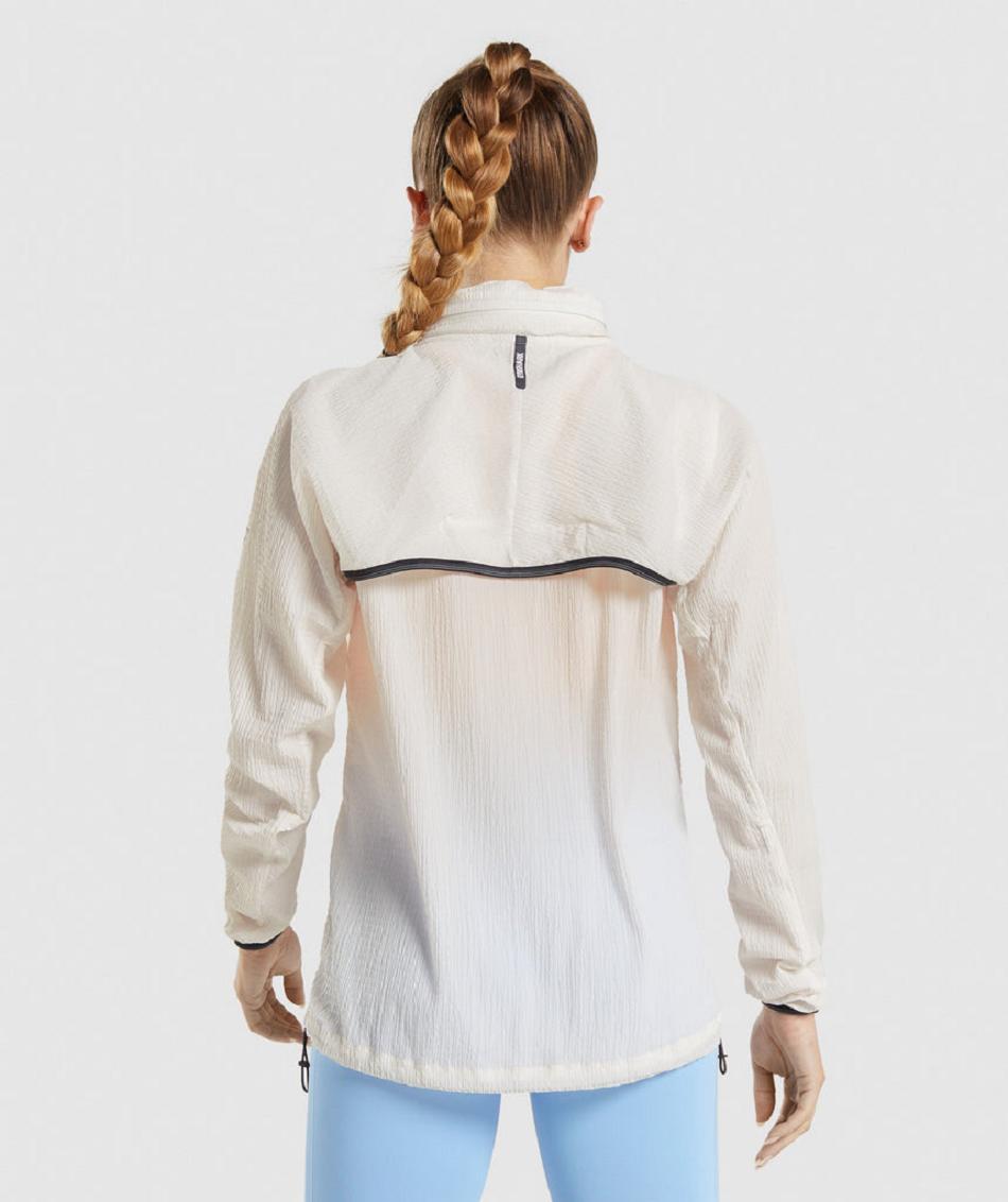 τρέξιμο με κουκούλα Gymshark Speed Windbreaker γυναικεια ασπρα | GR_XC9554