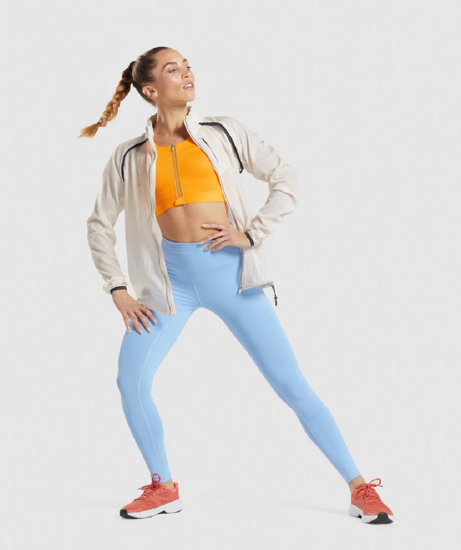τρέξιμο με κουκούλα Gymshark Speed Windbreaker γυναικεια ασπρα | GR_XC9554